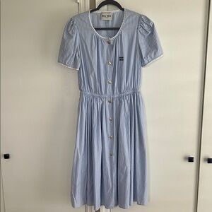 Miu Miu Chambray Stripe Midi Dress